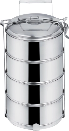 Stalowy pojemnik obiadowy 4x1 l, czteropiętrowy