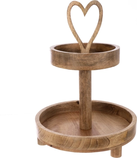 Dwupiętrowa patera do serwowania Mango serce 2‑poziomowa 30 × 30 × 42 cm