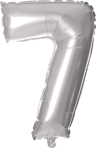 Foliowy balon TORO w kształcie cyfry 7, 30 cm – Srebrny