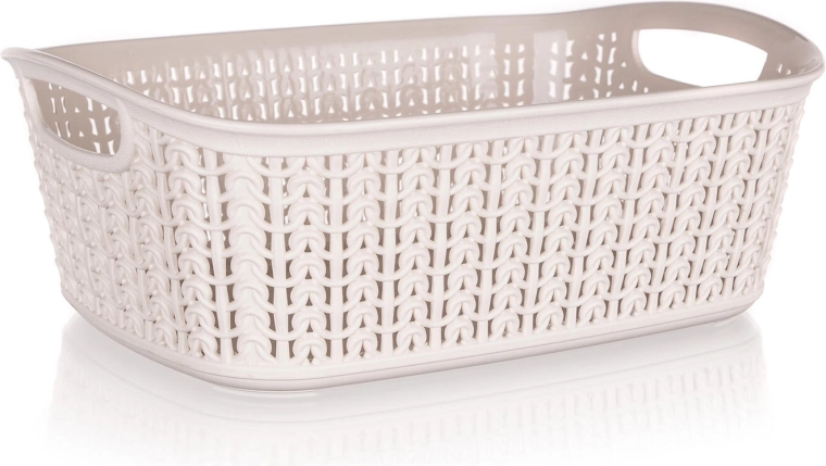 Koszyk rattanowy z plastiku 3 l, kremowy 26,5 × 20 × 9,5 cm