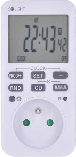 Solight cyfrowy tygodniowy wyłącznik czasowy z podświetlanym dużym LCD