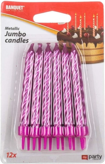 Jumbo urodzinowe świeczki MY PARTY - opakowanie 12 szt.