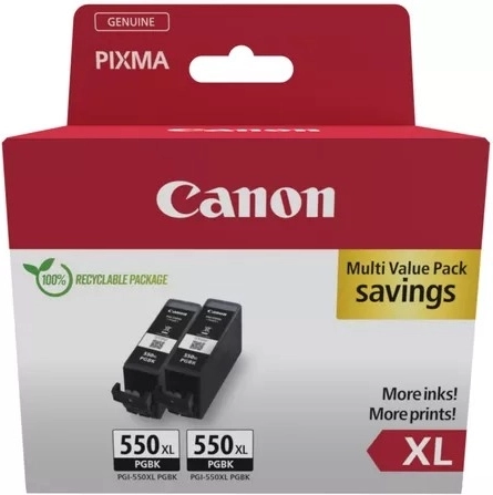 Czarny zbiornik z atramentem Canon PGI-550XL, podwójne opakowanie