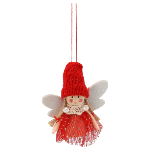 Czarujący aniołek z czerwoną czapeczką