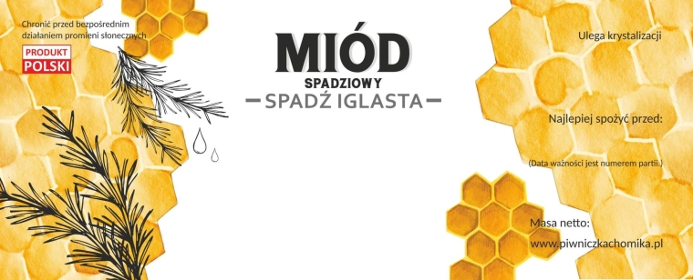 Zestaw etykiet na miód – spadziowy świerk/sosna 154 × 60 mm, 100 szt.