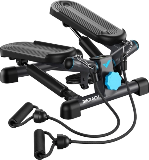 Merach mini stepper 2 w 1 z gumami oporowymi czarny