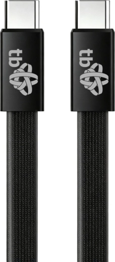 Płaski silikonowy kabel USB-C na USB-C 1 m czarny
