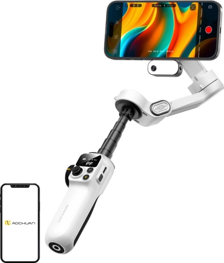 Aochuan P2 magnetyczny 3-osiowy stabilizator do telefonu z czujnikiem AI biały