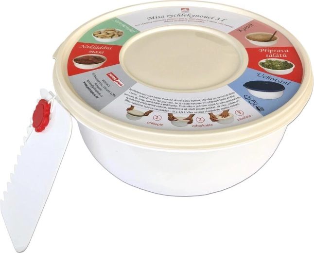 Miska do szybkiego wyrastania i ubijania 3 l z pokrywką, plastik, mix kolorów + szpatułki gratis