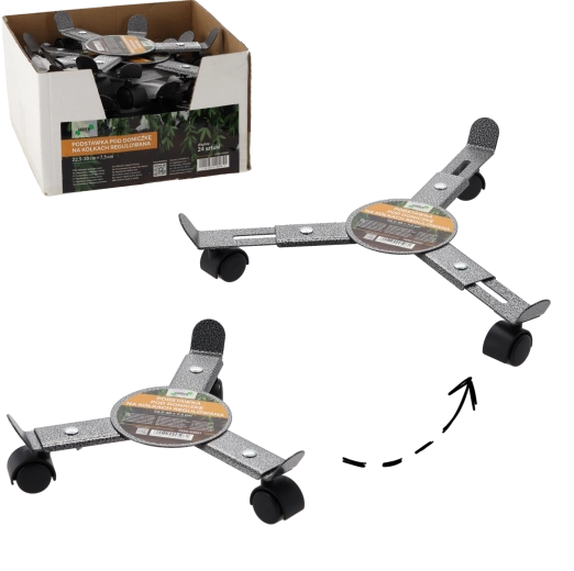 Regulowany stojak pod donicę na kółkach