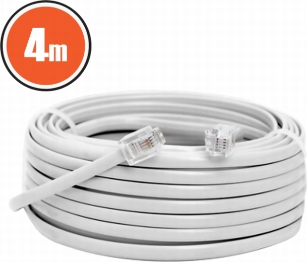 Kabel telefoniczny 6P4C, 4 m, biały
