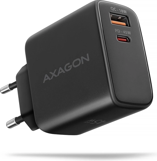 ACU-PQ45 Ładowarka 2-portowa QC3.0, 4.0/AFC/FCP/PPS/Apple + PD typ-C, 45 W, czarna