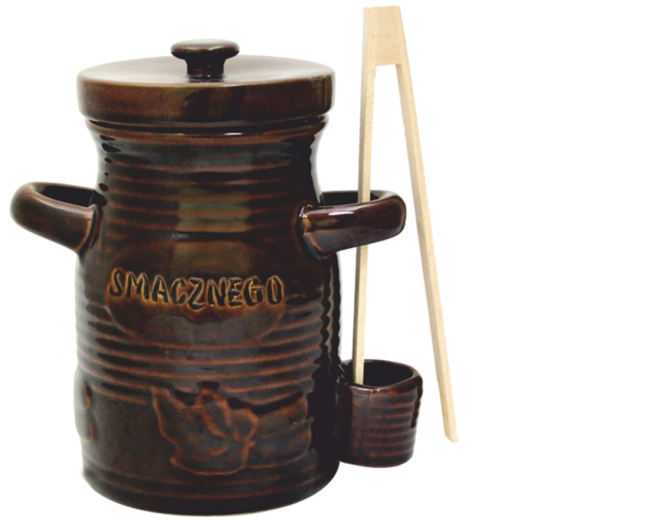 Ceramiczne naczynie do fermentacji 1,5 l z pokrywką i szczypcami