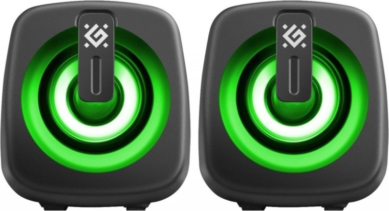 Głośniki komputerowe 2.0 z LED, zasilanie USB, 6 W – czarne