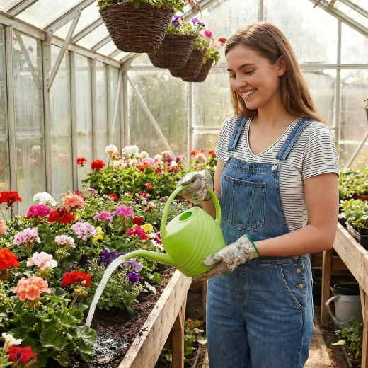 Zielona plastikowa konewka do podlewania 1,45 l