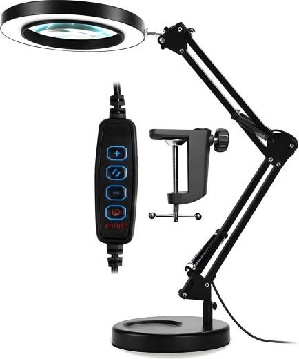 Stołowa lampa LED z lupą