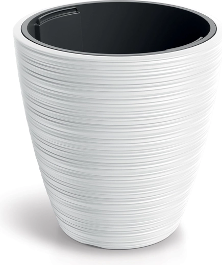 Plastowa donica Vena Round 39 cm – biała