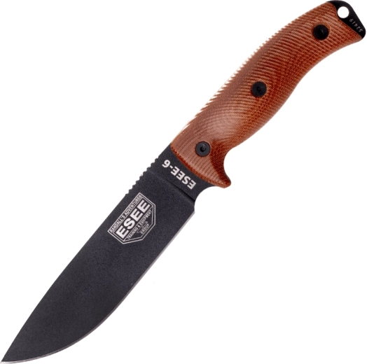 ESEE Model 6 nóż survivalowy z czarnym ostrzem i brązową rękojeścią Micarta