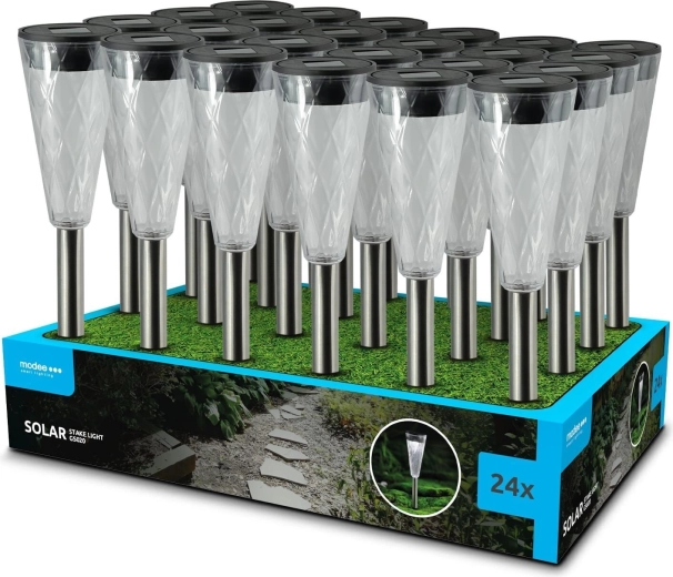 Modee ogrodowa solarna lampa LED do ziemi GS020 35 cm zimna biała