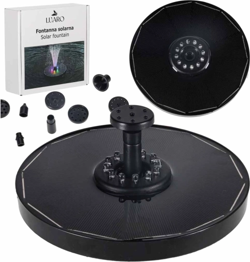 Słoneczna pływająca fontanna do oczka wodnego z LED RGB, 16,5 cm