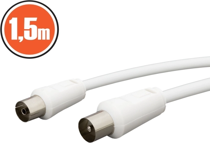 Kabel koncentryczny wtyk–gniazdo 1,5 m biały