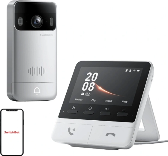 SwitchBot inteligentny wideodzwonek z monitorem wewnętrznym (2K)