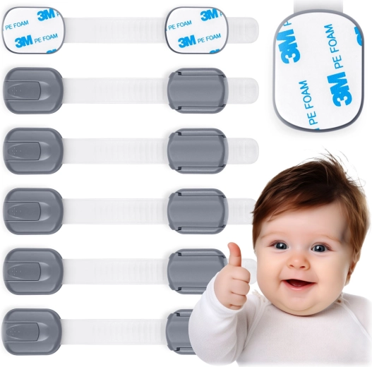 Dziecięce zabezpieczenia do szafek Ricokids - 6 szt. – Szary