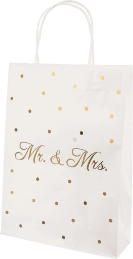 Torebka prezentowa Mr./Mrs. biała 26 × 10 × 32 cm