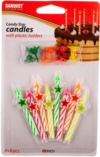 Świeczki urodzinowe w kształcie gwiazdy – 8 szt.