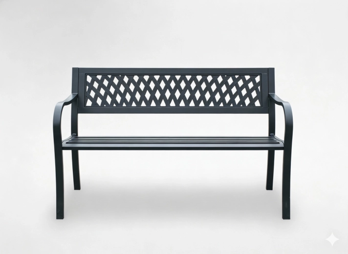 Metalowa ławka ogrodowa 125 × 53 × 77 cm z ażurowym oparciem