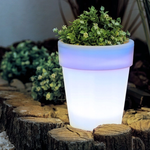 Solarna doniczka z oświetleniem i 4 zimnobiałymi diodami LED, 16,5 × 19 cm