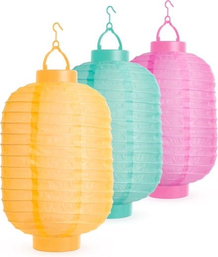 Lampion solarny w 3 kolorach z zimną białą diodą LED, 21 cm – 1 sztuka