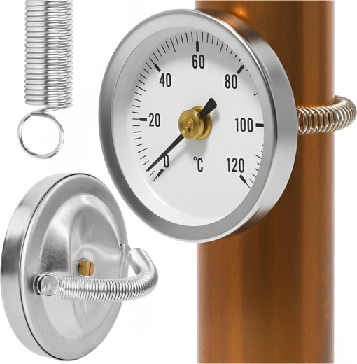 Bimetalowy termometr dociskowy na rurę Ruhhy 0–120 °C