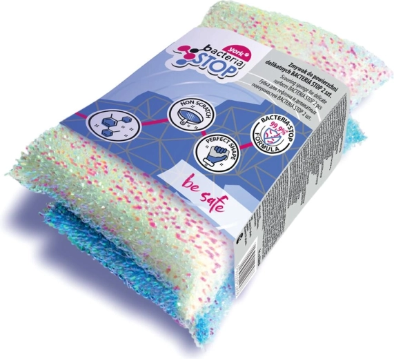 Gąbki czyszczące Bacteria Stop do delikatnych powierzchni 11,5 × 7 × 3 cm, 2 szt.