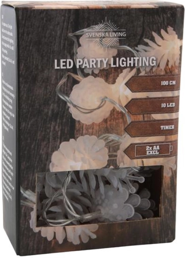 Łańcuch świetlny z timerem 10 LED szyszki 100 cm