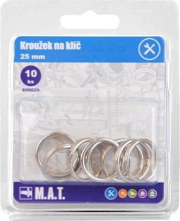 Metalowy kółek do kluczy 25 mm, nikiel – opakowanie 10 szt.