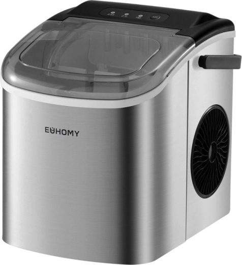 Euhomy IM001 kompaktowa kostkarka do lodu 12 kg/dzień, 1,2 l (srebrna)