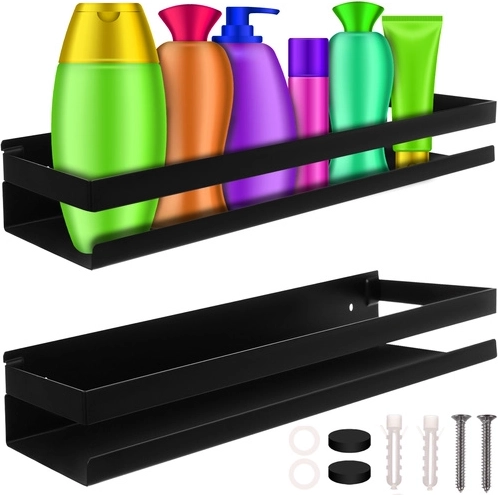 Czarna wisząca półka łazienkowa ze stali nierdzewnej 50 cm