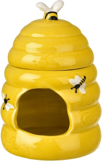 Ceramiczna aromalampa w kształcie ula pszczelego, żółta, 14 cm