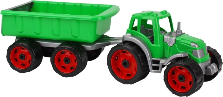 Plastikowy traktor z przyczepą