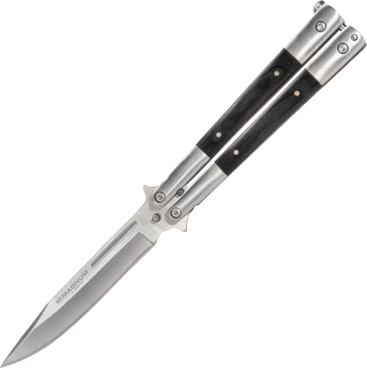 Magnum balisong Wood motylek 10,3 cm, satyna, drewno pakka, nierdzewna
