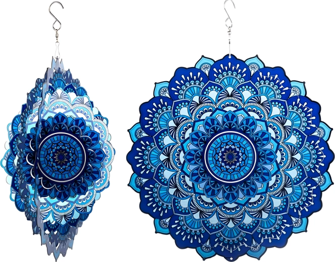 Wisząca mandala 3D – wiatrowy spinner 12" do ogrodu i wnętrz