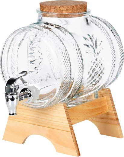 Wygodne nalewanie dzięki kranikowi i podstawce