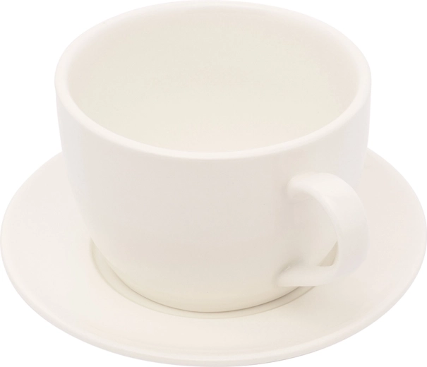 Porcelanowy kubek ze spodkiem do wygodnego serwowania