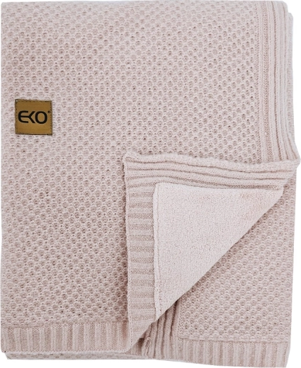 EKO pleciony kocyk dziecięcy z podszewką rose pink 100 × 80 cm