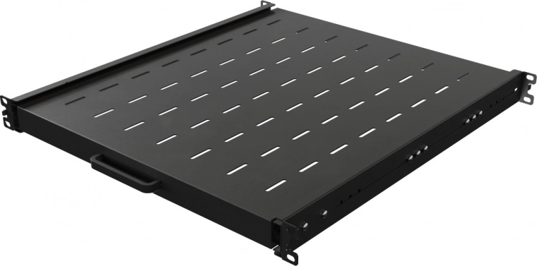 Wysuwana półka do szafy rackowej 19" 1U, 500 mm, czarna