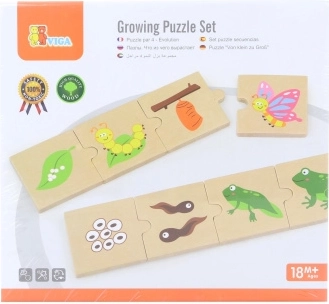 Drewniane rosnące puzzle ze zwierzętami i roślinami VIGA