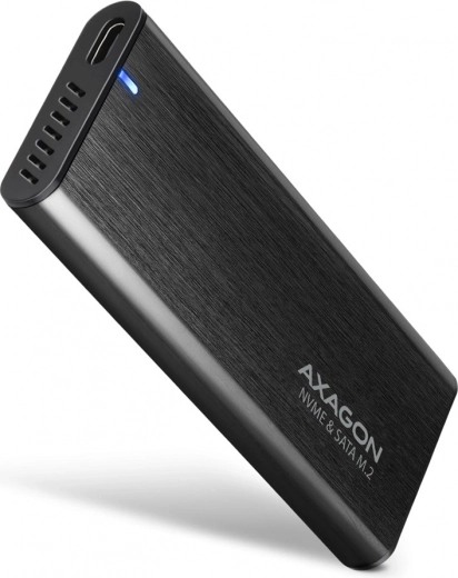 Zewnętrzna aluminiowa obudowa bezśrubowa AXAGON z USB‑C 3.2 Gen 2 dla M.2 NVMe / SATA SSD