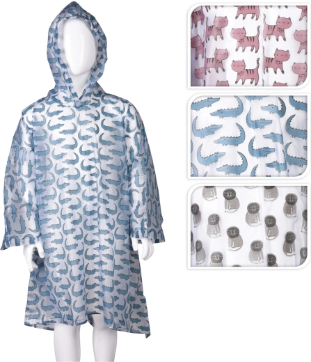 Dziecięce poncho przeciwdeszczowe z motywem zwierzęcym - 1 sztuka