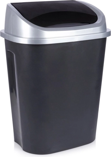 Plastikowy kosz na śmieci z uchylną pokrywą 50 l, czarny